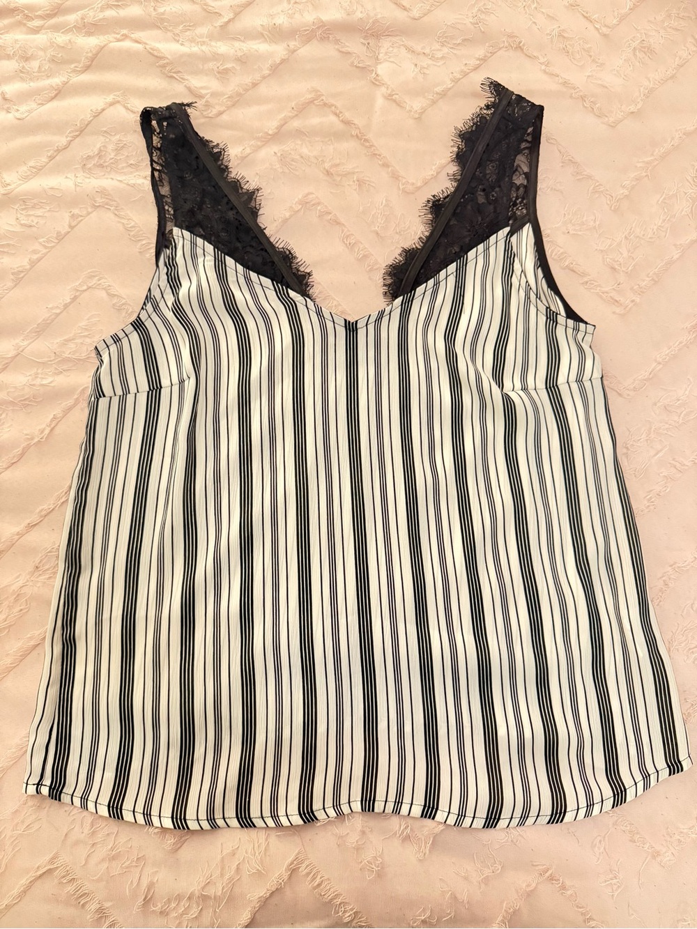 Fab'rik Black and White Striped Camisole, Size Small